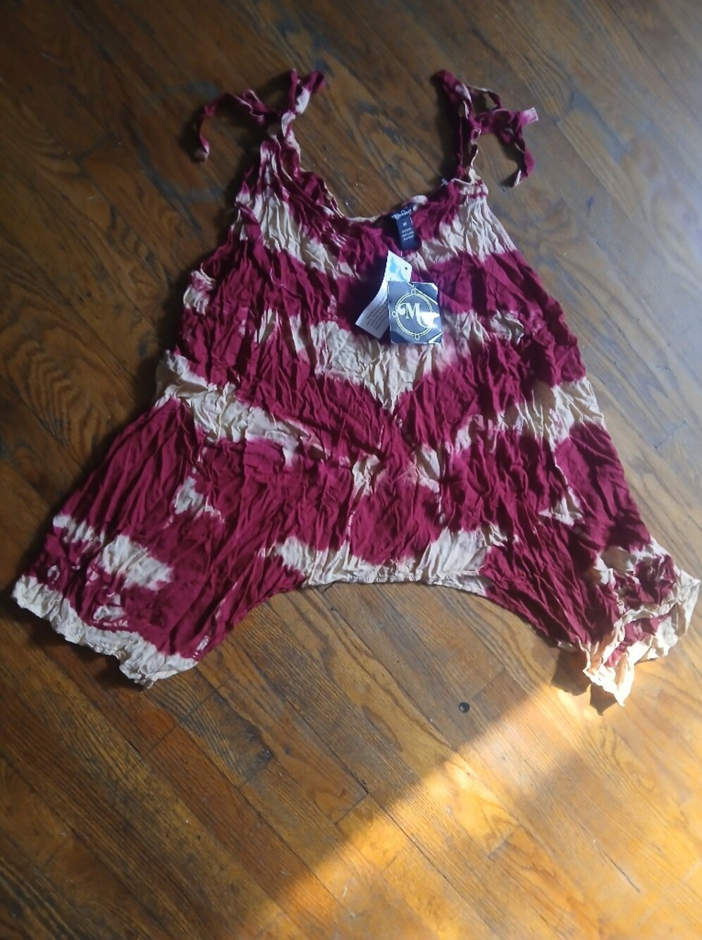 Red and White Tie-Dye Handkerchief Hem Tank 3xl Nwt Rayon